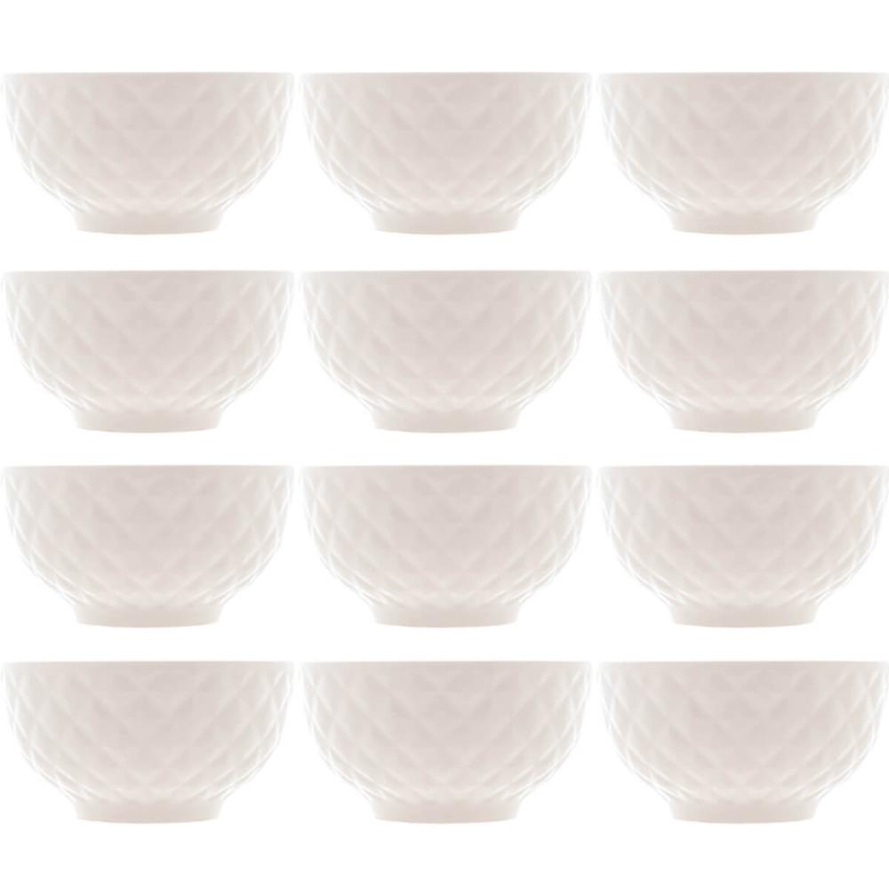 12 Tigelas de Porcelana Branca 280ml Bowls Lyor Diamond para