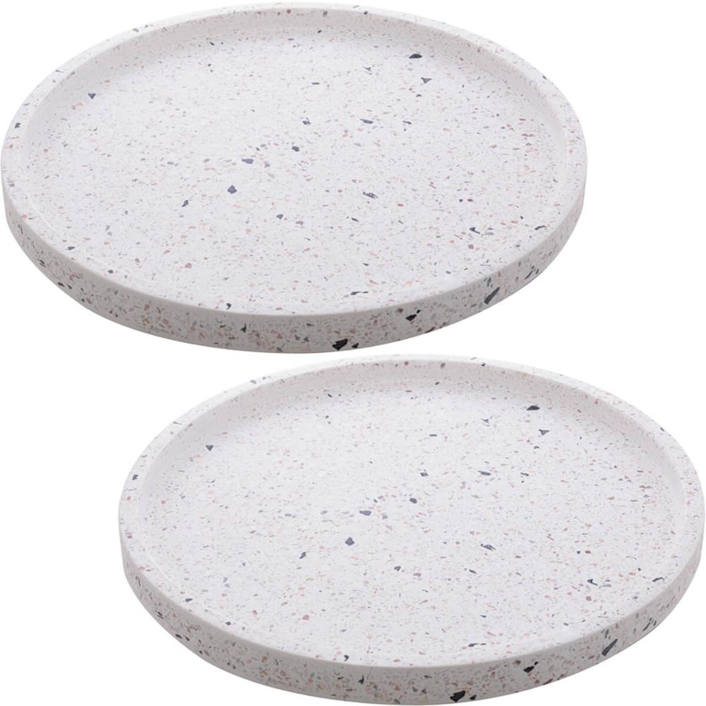 2 Bandejas Decorativas Mármore 30cm Lyor Terrazzo Redondas Cantinho do Café