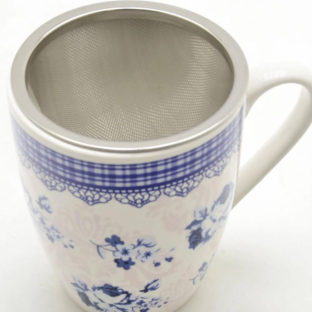 2 Canecas Infusor Chá de Porcelana com Tampa 310ml Lyor Grécia Super White