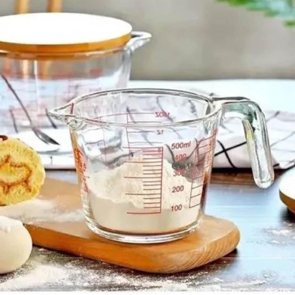 2 Jarras Medidoras 500ml Vidro com Alça Marcação Lyor Copo Medidor para Receitas