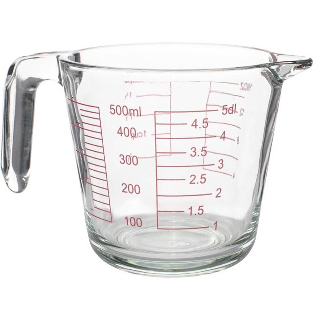2 Jarras Medidoras 500ml Vidro com Alça Marcação Lyor Copo Medidor para Receitas