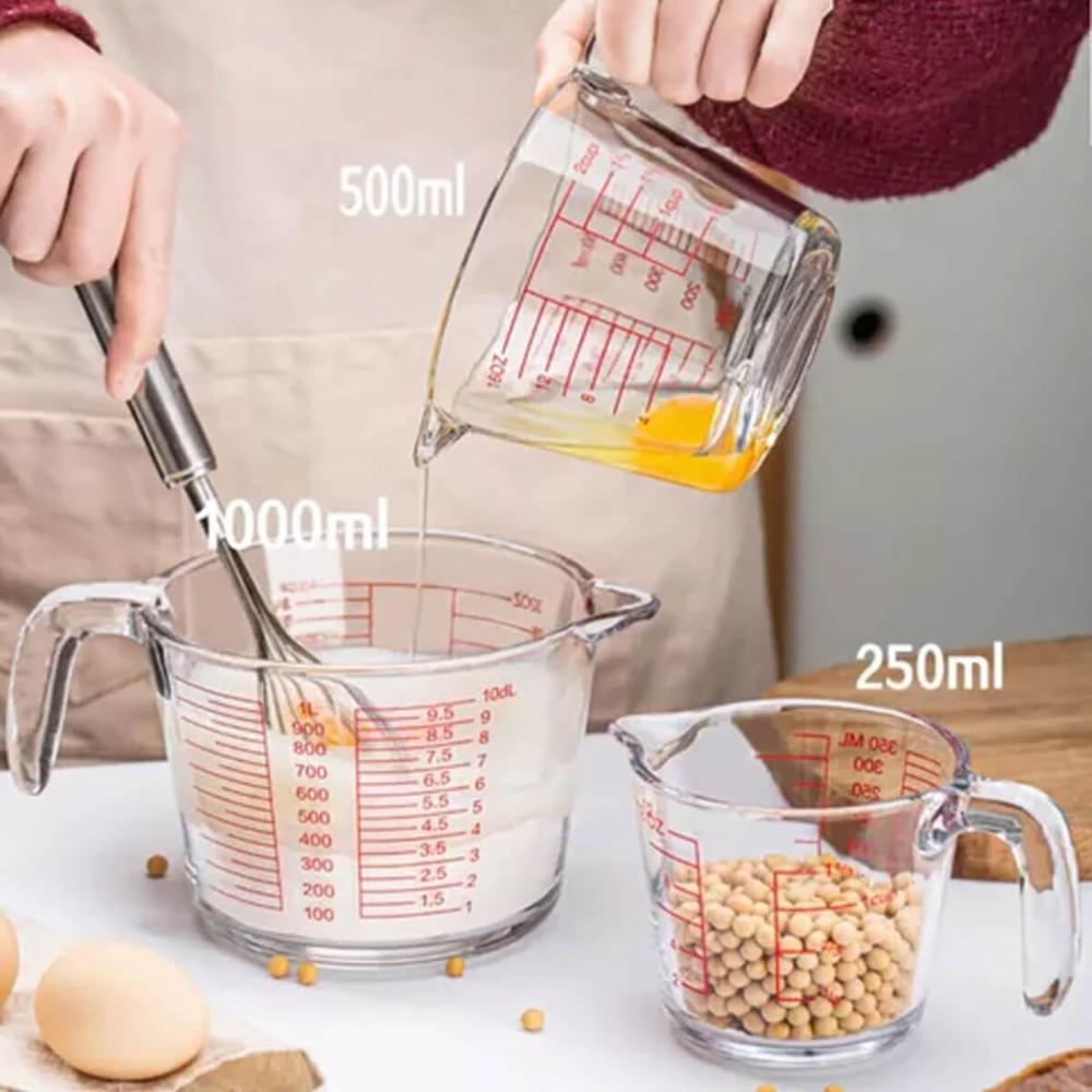 2 Jarras Medidoras 500ml Vidro com Alça Marcação Lyor Copo Medidor para Receitas