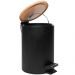 2 Lixeiras Redondas de Metal com Pedal 5L Tampa de Bambu Lyor Preta e Branca Balde Banheiro