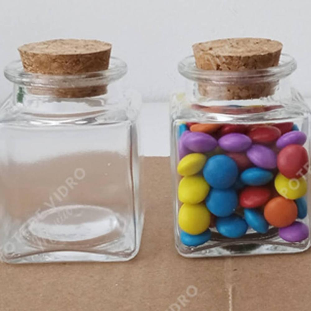 2 Mini Potinhos Porta Temperos 90ml Lyor com Tampa de Rolha Pote para Lembrancinha