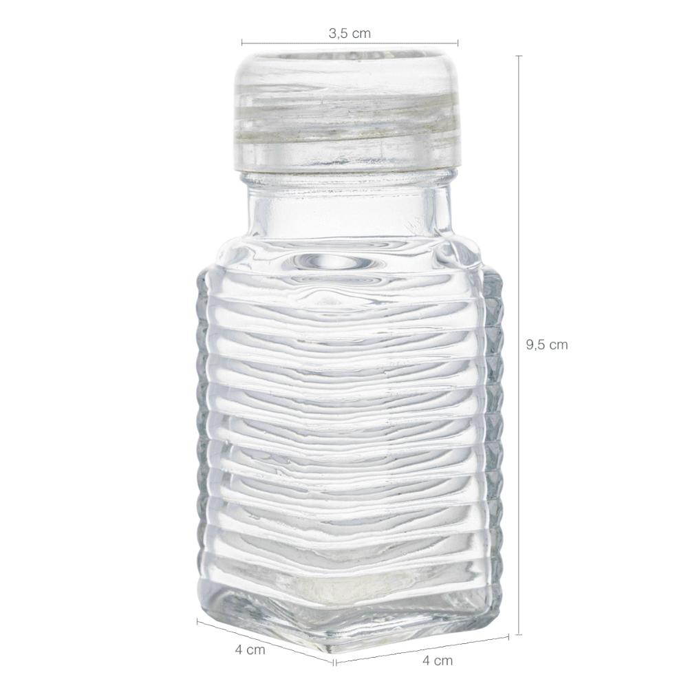 2 Potes Lyor 80ml Temperos Quadrado de Vidro Saleiro Pimenteiro com Tampa Plástica
