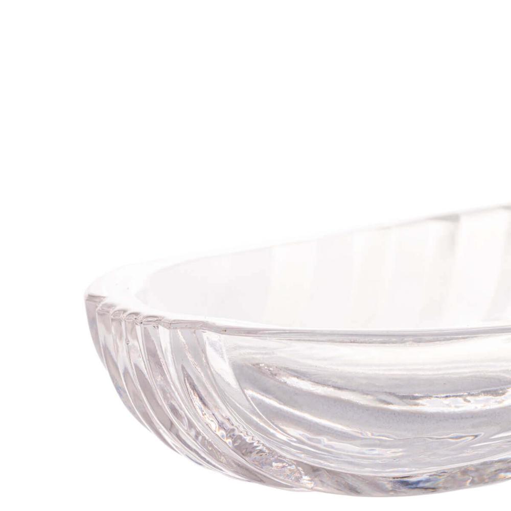 2 Pratos Decorativos de Cristal Leaf 39x14x3cm Lyor Travessa Bandeja de Aparador