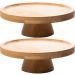 2 Pratos Pedestal Redondos Bambu para Bolo 20cm Boleiras Pequenas Decoração