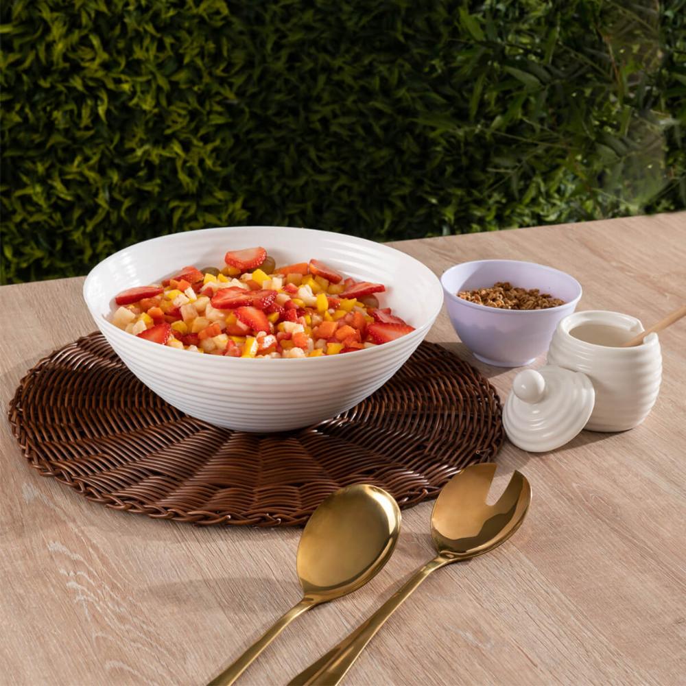 24 Sousplat Jogo Americano Marrom 38cm Plástico Trançado de Mesa Rattan Lyor