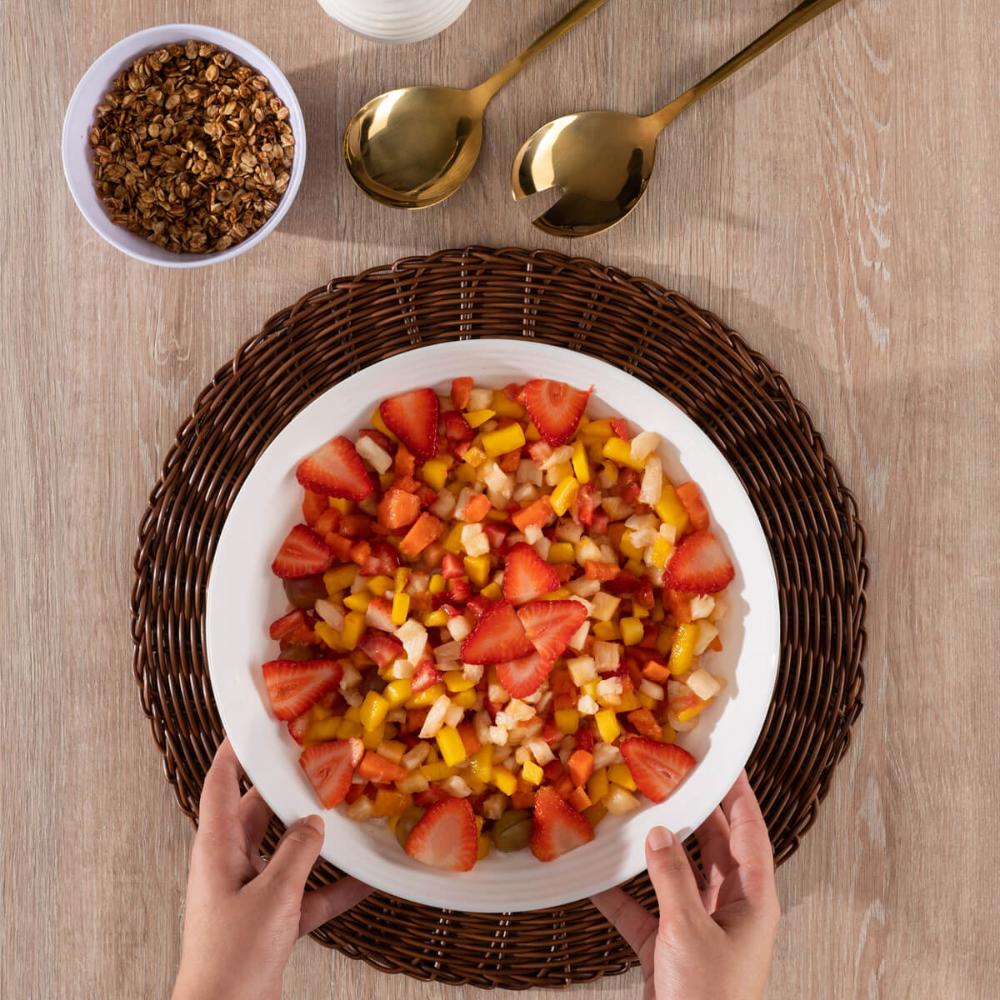 24 Sousplat Jogo Americano Marrom 38cm Plástico Trançado de Mesa Rattan Lyor