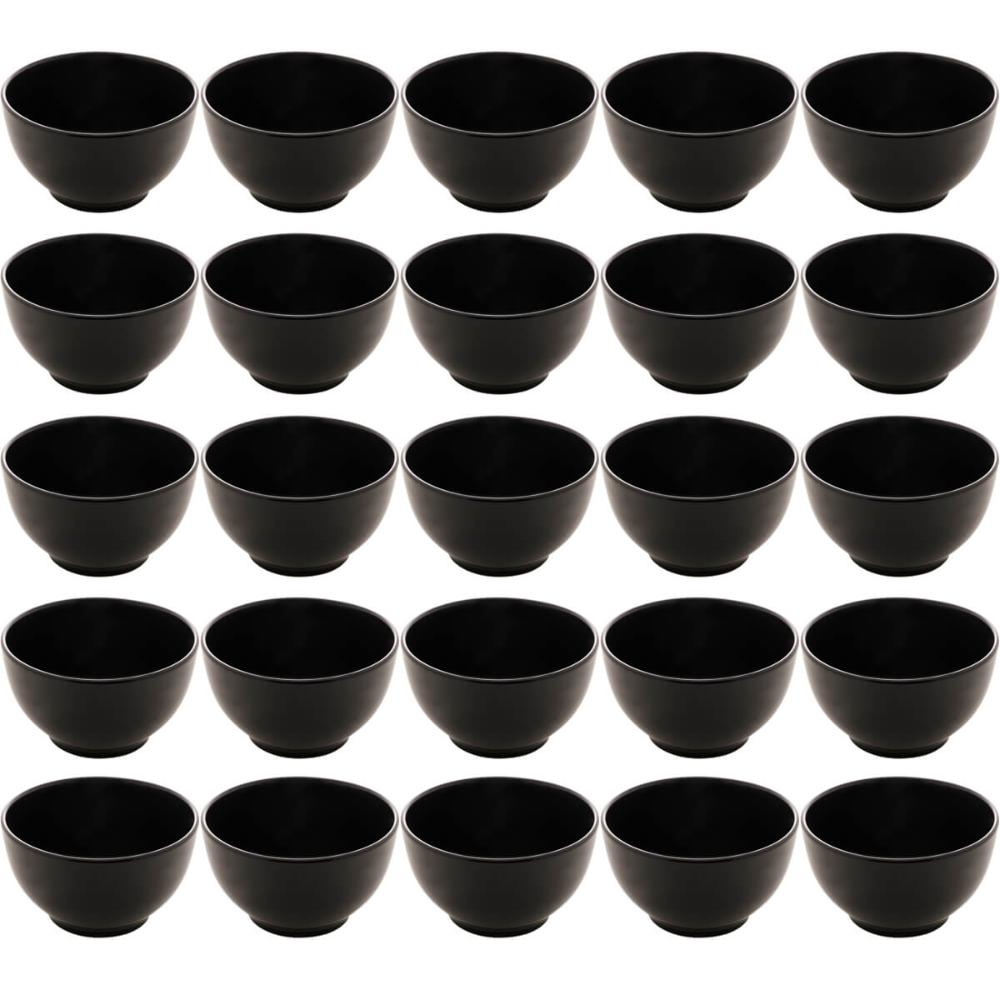 25 Cumbucas Bolws Cerâmica para Restaurantes 680ml Preto Lyor Tigelas Shimeji Açaí