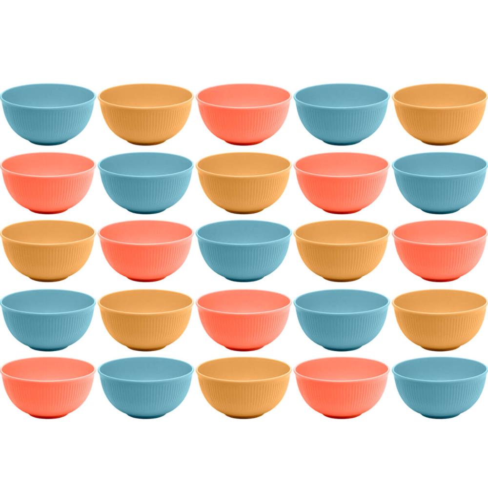 25 Cumbucas Plástica Bambu 500ml Bowls Coloridos Lyor Restau