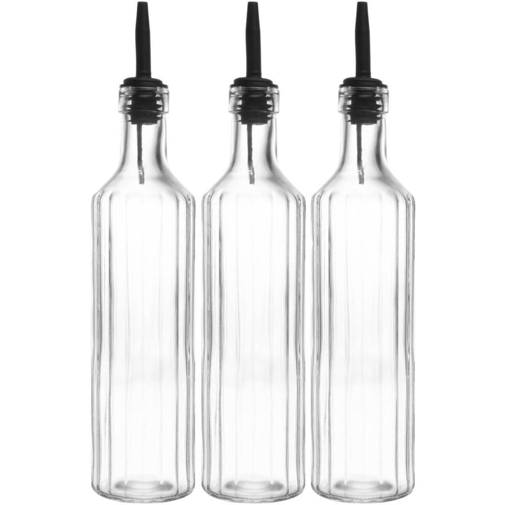 3 Garrafas para Azeite Vinagre de vidro 500ml Bico Dosador Lyor Transparente Vegas