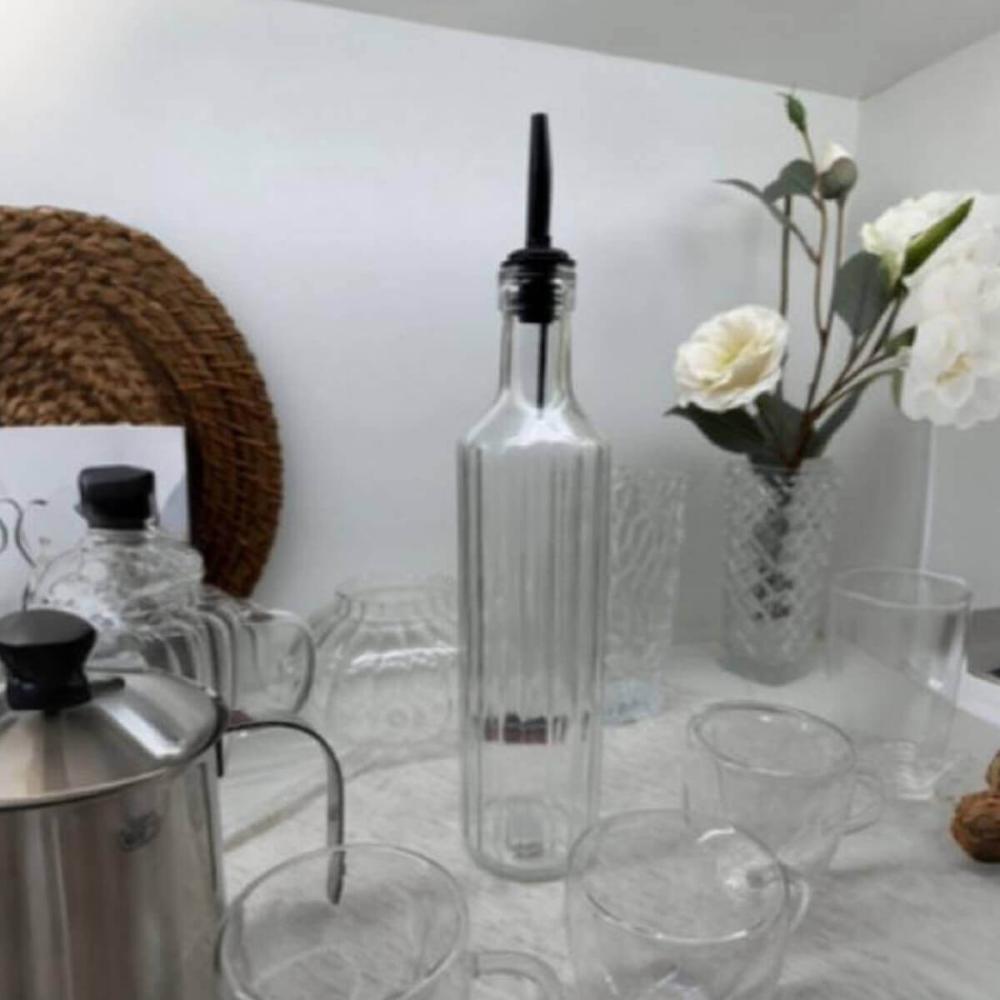 3 Garrafas para Azeite Vinagre de vidro 500ml Bico Dosador Lyor Transparente Vegas