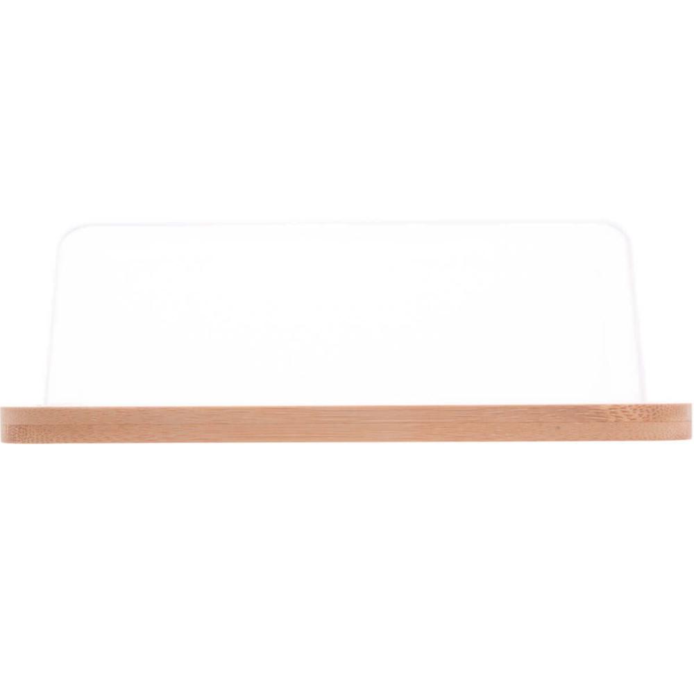 3 Manteigueiras de Bambu com Tampa Plástica Lyor 19x12,5x6cm Queijeira Mesa Posta