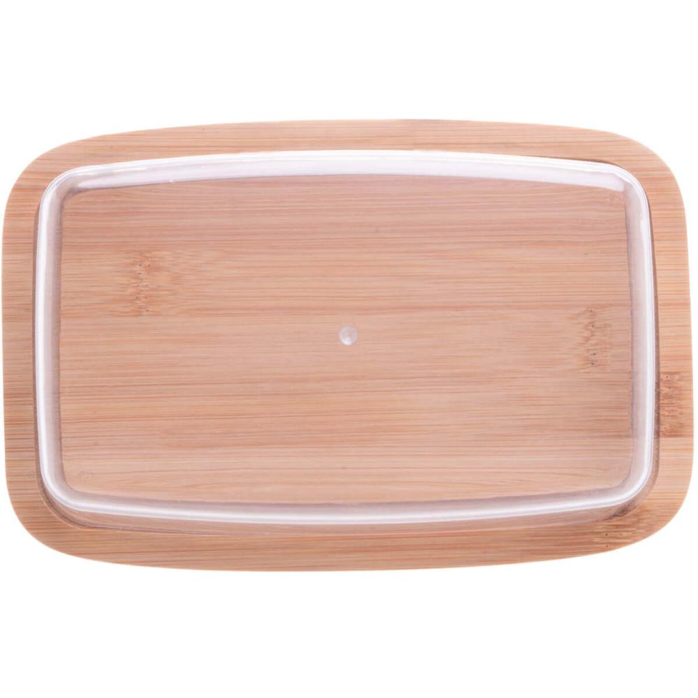 3 Manteigueiras de Bambu com Tampa Plástica Lyor 19x12,5x6cm Queijeira Mesa Posta