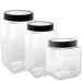 3 Potes de Vidro Tampa Metal Preto 2,2L 1,7L 1,2L Gastro Lyo