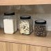 3 Potes de Vidro Tampa Metal Preto 2,2L 1,7L 1,2L Gastro Lyo