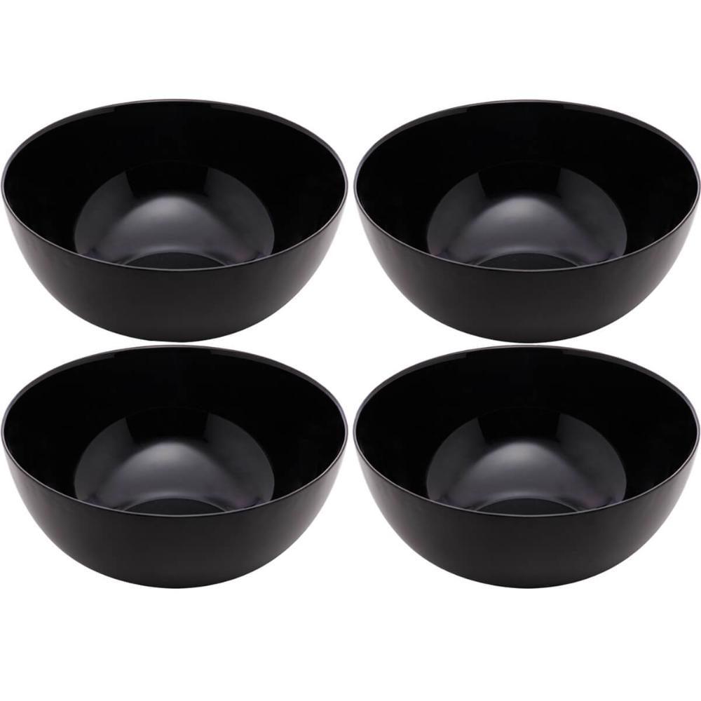 4 Bowls de Vidro Opalino 1,8L Diwali Black Lyor 21cm Tigela Saladeira Cumbuca