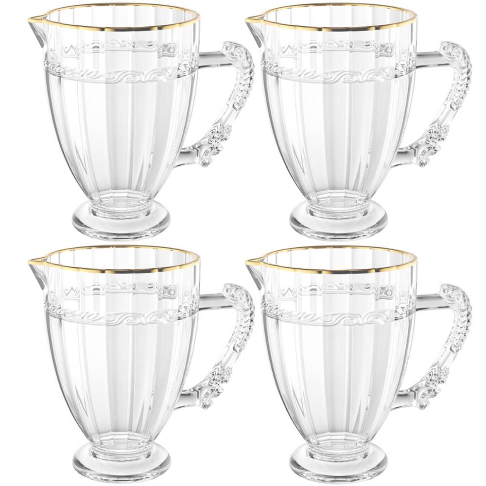 4 Jarras de Cristal com Alça 1,3L Fio de Ouro Imperial Lyor Hotel Restaurante