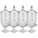 4 Suqueiras Cristal 5L com Pé Diamond Lyor Torneira Bar Restaurante Incolor