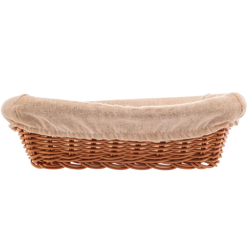 5 Cestos Porta Pão Plástico Rattan com Forro Lyor 24,5x17cm