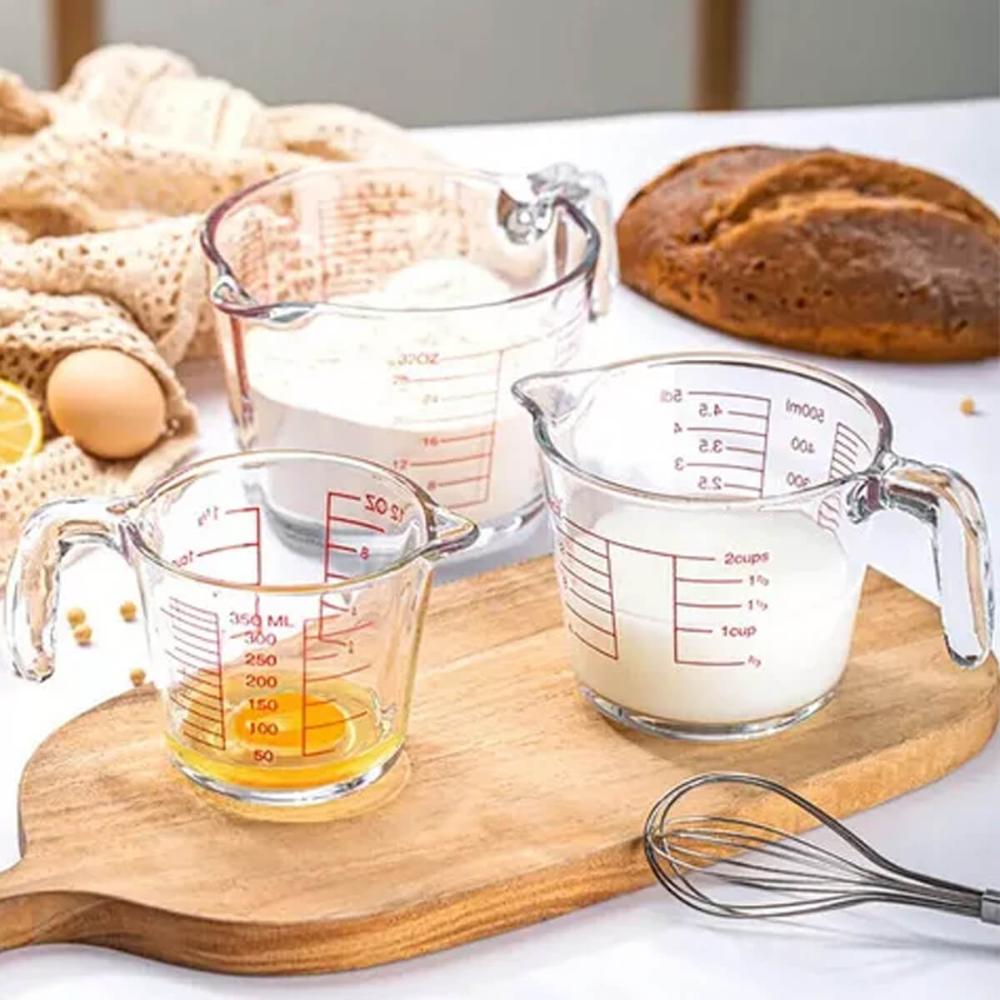 5 Jarras Medidoras de Vidro com Alça e Marcações 500ml Lyor Copo Medidor de Receitas Padarias