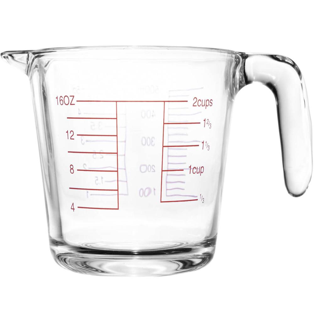 5 Jarras Medidoras de Vidro com Alça e Marcações 500ml Lyor Copo Medidor de Receitas Padarias