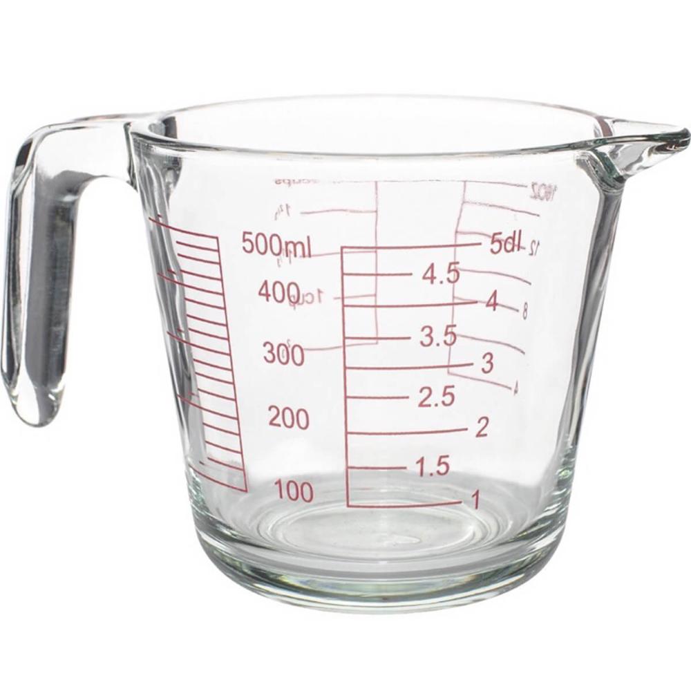 5 Jarras Medidoras de Vidro com Alça e Marcações 500ml Lyor Copo Medidor de Receitas Padarias