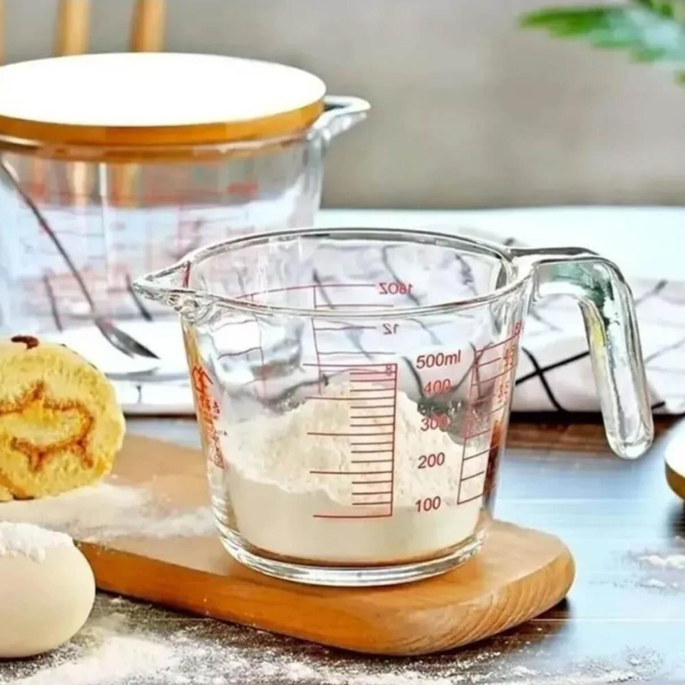 5 Jarras Medidoras de Vidro com Alça e Marcações 500ml Lyor Copo Medidor de Receitas Padarias