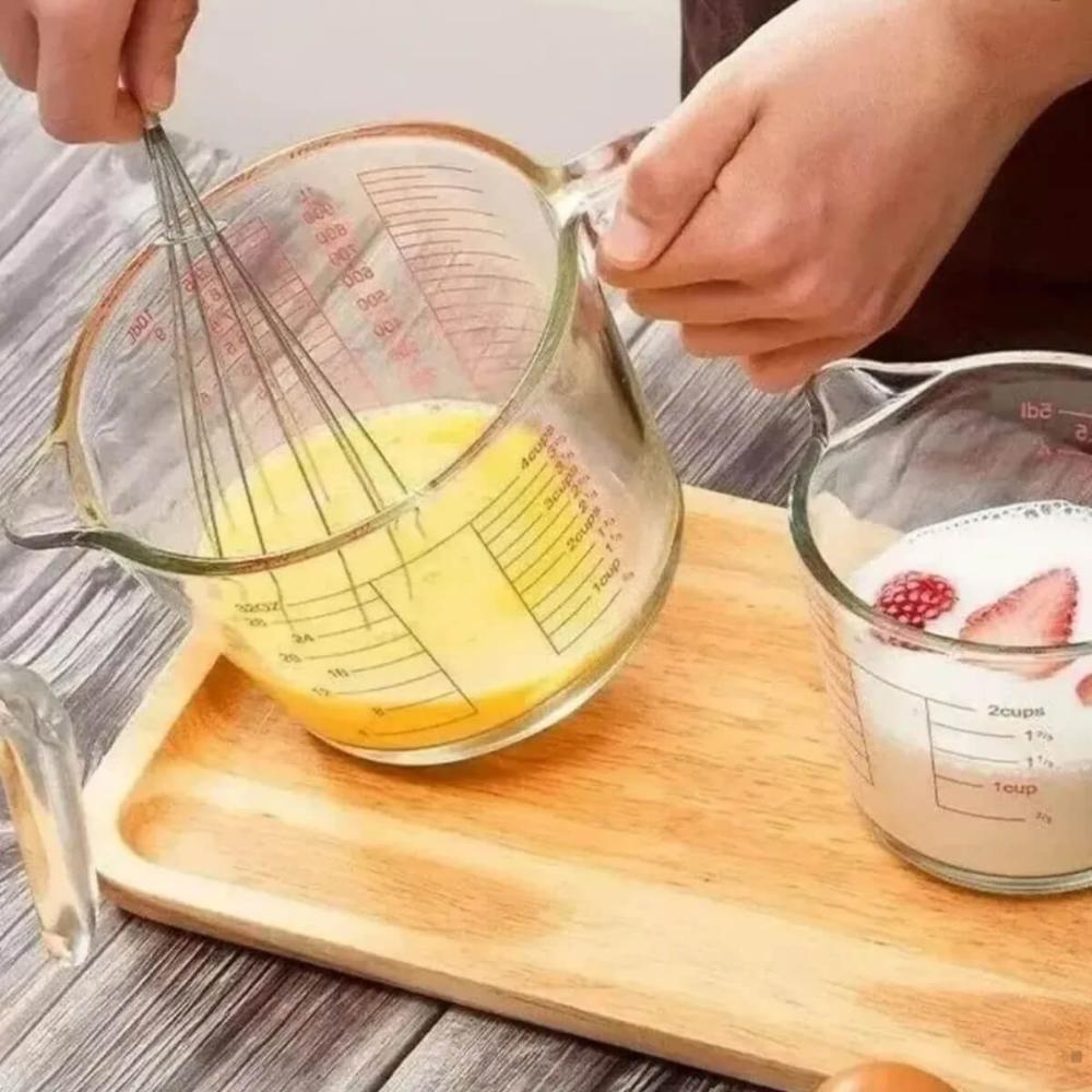 5 Jarras Medidoras de Vidro com Alça e Marcações 500ml Lyor Copo Medidor de Receitas Padarias
