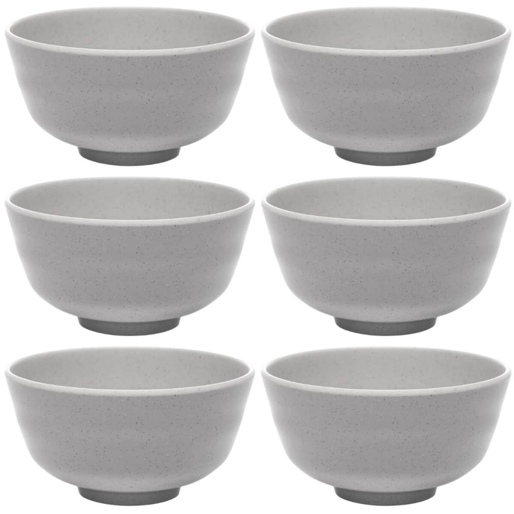 6 Bowls Cumbucas de Melamina 350ml Lyor Yakisoba Cereal Tóquio Granilite Cinza