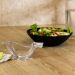 6 Bowls Pretos Harena Black 16cm de Vidro Opalino 370ml Cumbuca para Servir Saladas Petiscos Lyor