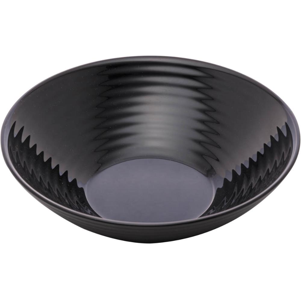 6 Bowls Pretos Harena Black 16cm de Vidro Opalino 370ml Cumbuca para Servir Saladas Petiscos Lyor