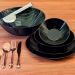 6 Bowls Pretos Harena Black 16cm de Vidro Opalino 370ml Cumbuca para Servir Saladas Petiscos Lyor