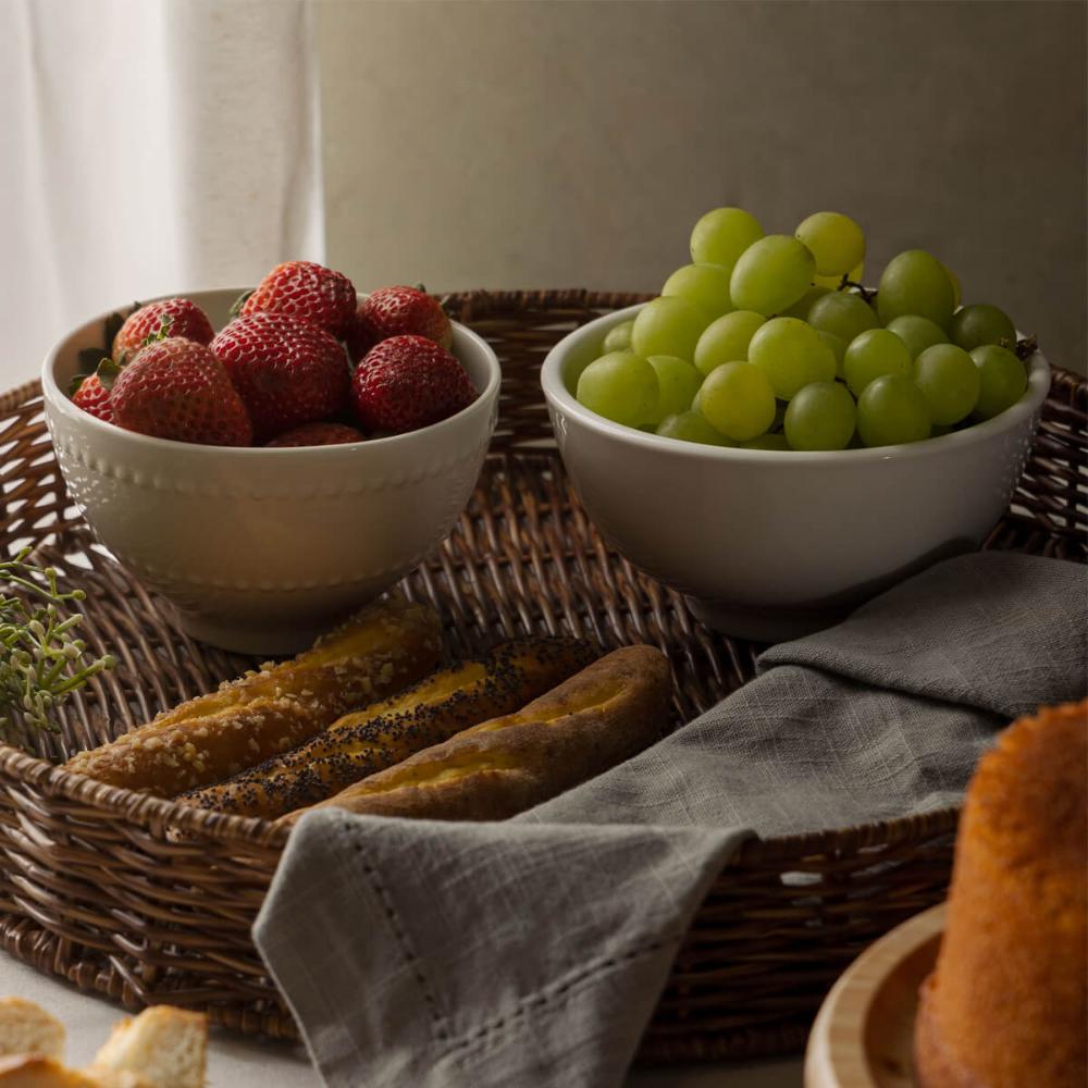 6 Bowls de Porcelana Lyor 330ml Sobremesa Fruta Petisco Tige
