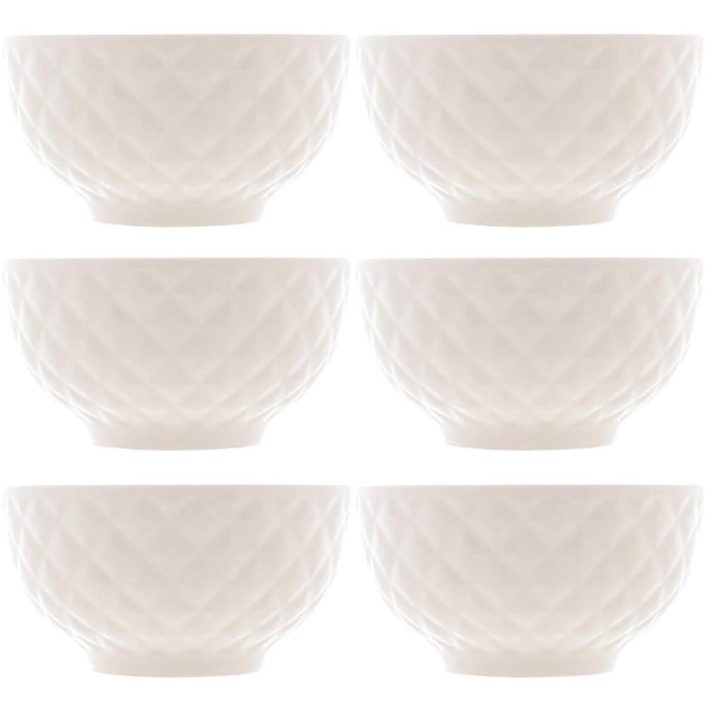 6 Cumbucas de Porcelana Branca 280ml Bowls Lyor Diamond para