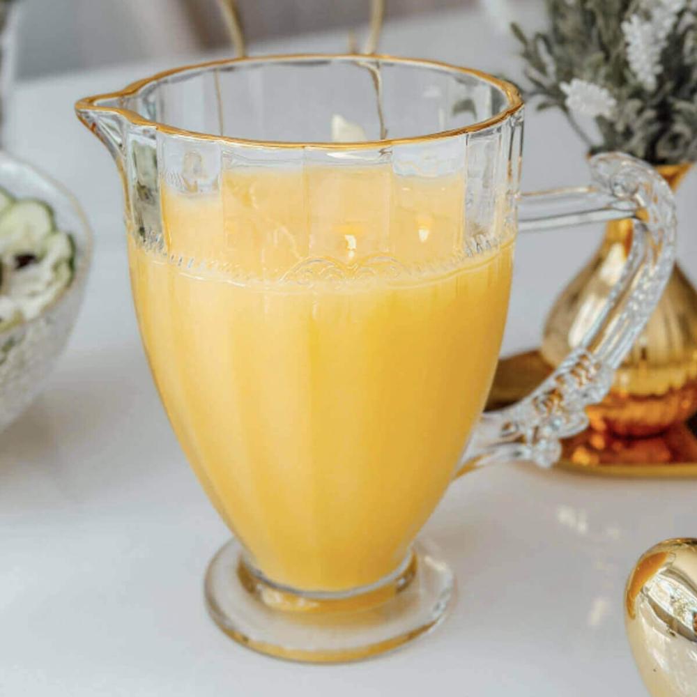 6 Jarras de Cristal 1,3L com Alça Fio de Ouro Lyor Imperial Servir Suco Restaurante