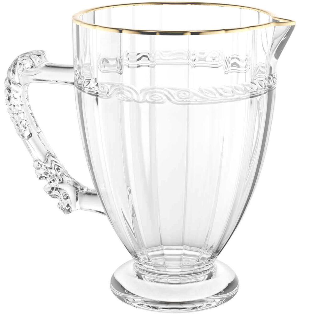 6 Jarras de Cristal 1,3L com Alça Fio de Ouro Lyor Imperial Servir Suco Restaurante