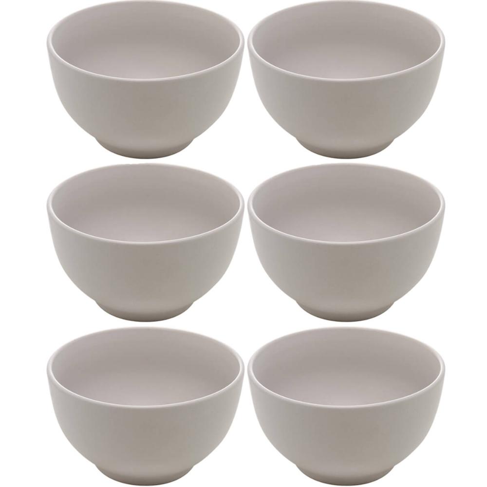 6 Tigelas 680ml Cumbucas Bowls de Cerâmica Lyor Bege Cronus Sobremesa Sopa