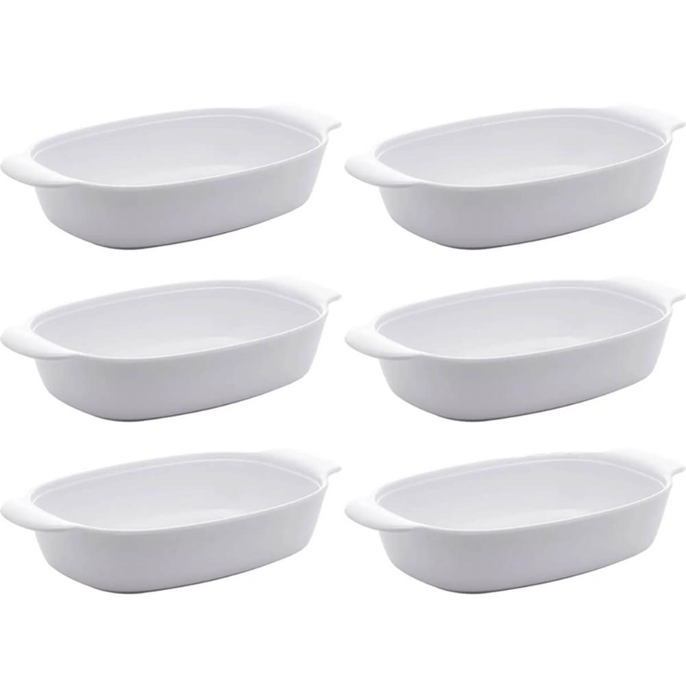 6 Travessas de Melamina para Restaurante 31cm Servir Guarnições com Alças Laterais