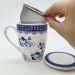 6 Xícaras de Chá Porcelana 310ml com Tampa Infusor Lyor Canecas Super White Grécia