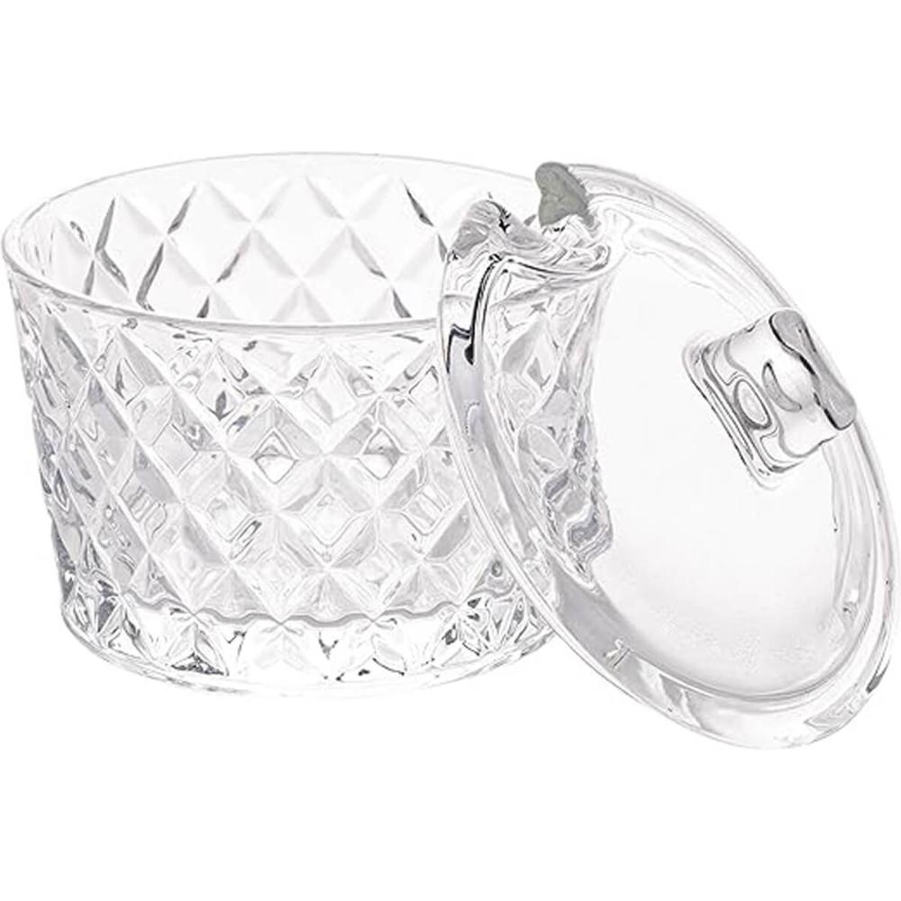 Açucareiro de Cristal Lyor Linha Diamante 10x10cm com Tampa Incolor