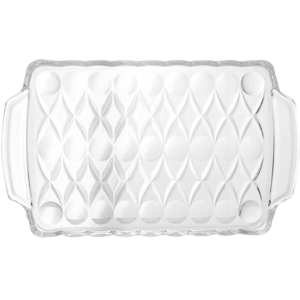 Bandeja Cristal Angel Wolff com Alça 35x21x3cm Café Decorar Mesa Posta