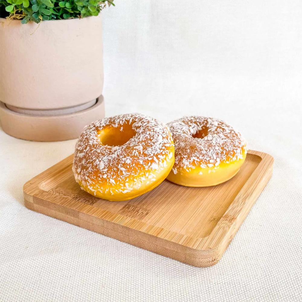Bandeja de Bambu Square Lyor 17x17cm Prato Pequeno Quadrado