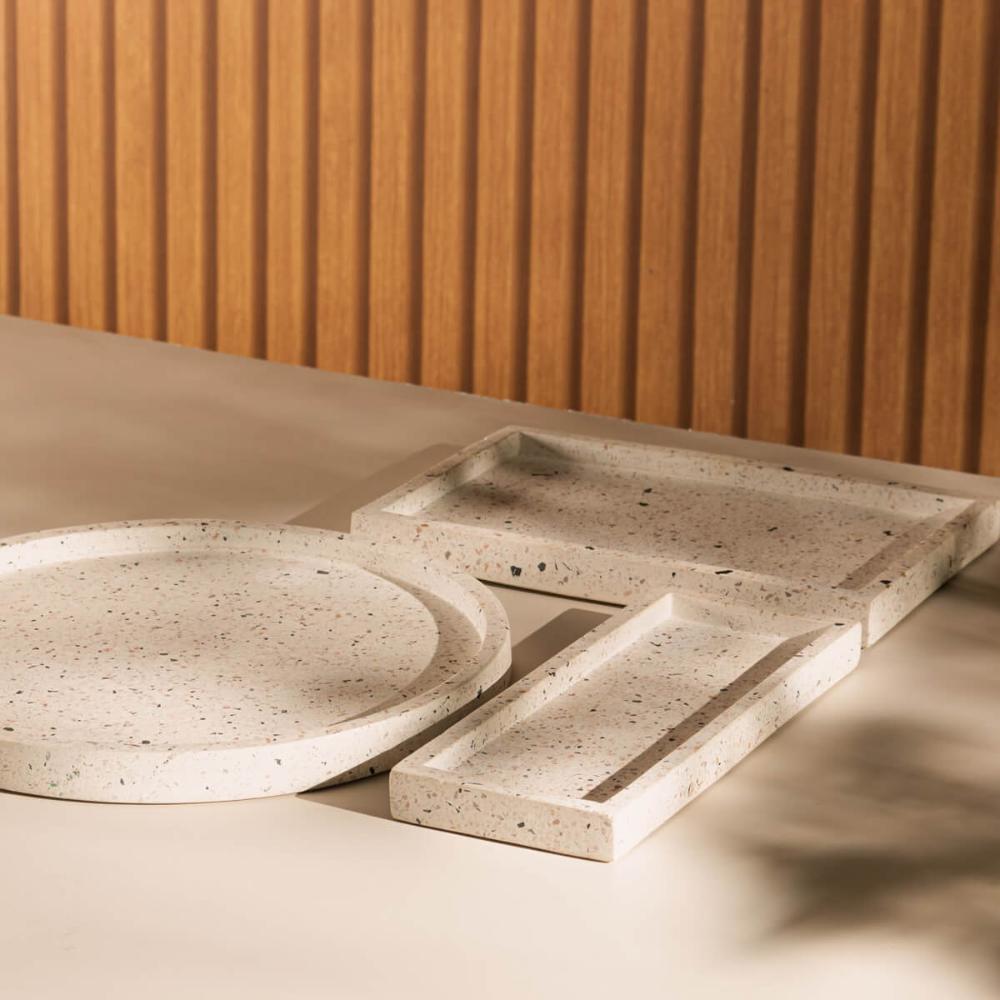Bandeja de Mármore Terrazo Lyor Retangular 25x10x2cm Decorat