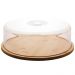Boleira de Bambu com Cúpula de Plástico 28x9,5cm Lyor Porta Bolo Redondo com Tampa