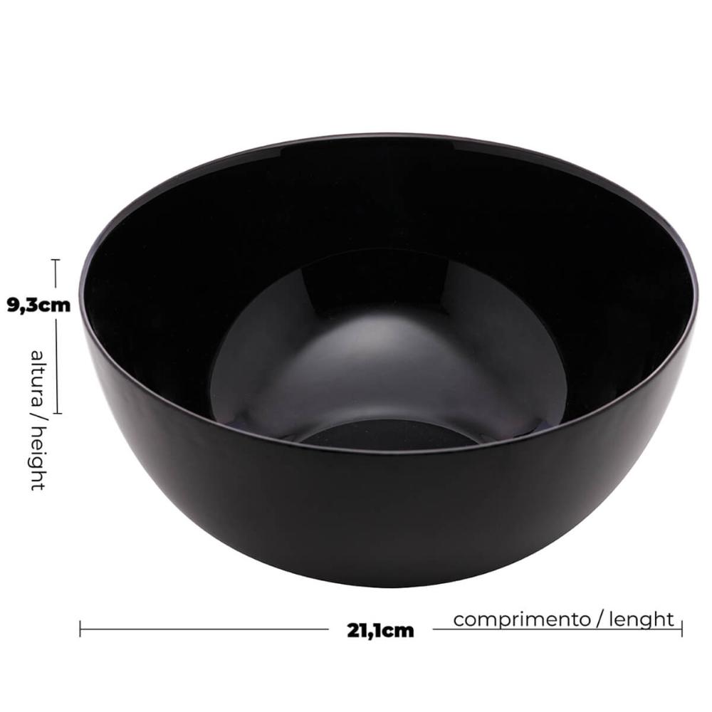 Bowl De Vidro 1,8l Tigela Cumbuca Lyor Saladeira Diwali Black Opalino 21cm