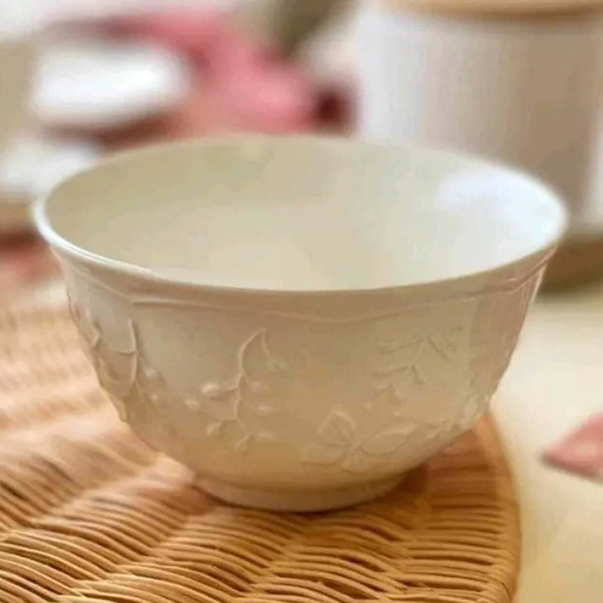 Bowl de Porcelana 500ml New Bone Butterfly Flower Lyor Caldos Sopas Saladas