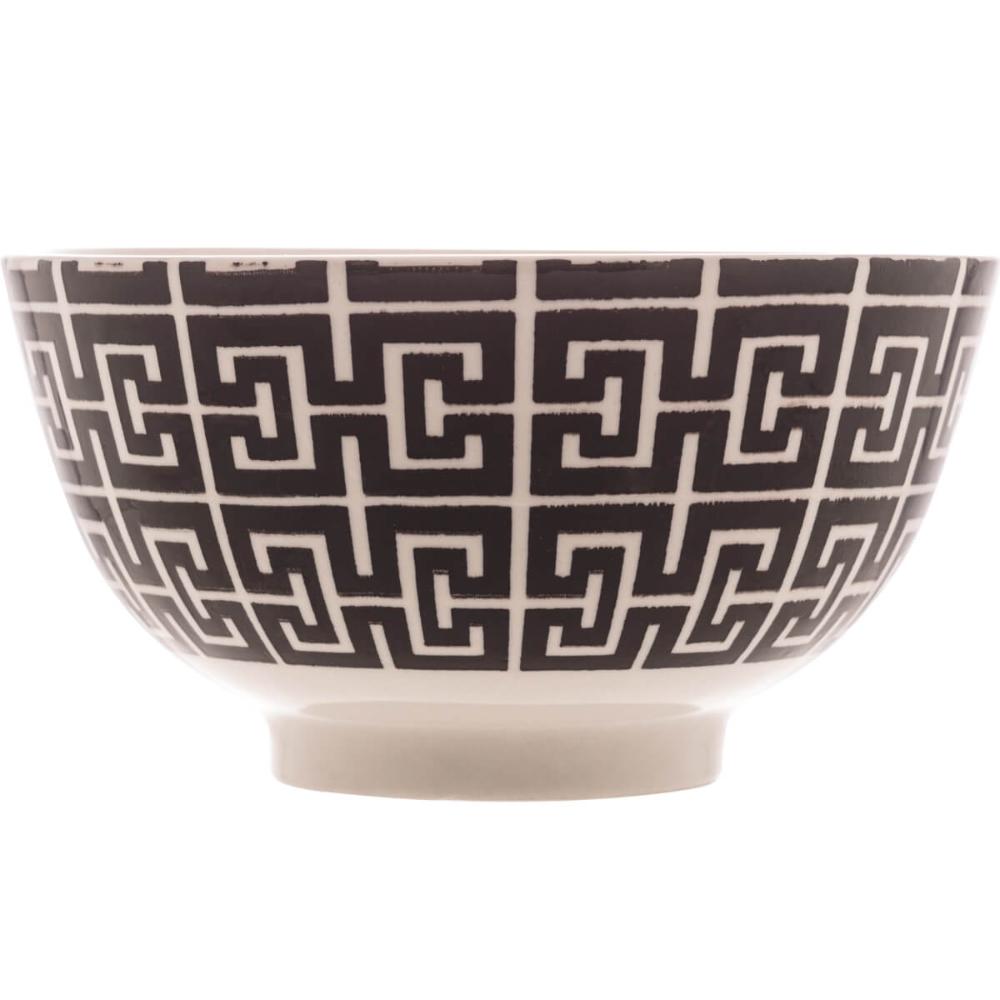 Bowl de Porcelana Lyor 410ml Egypt Preto Decorado Cumbuca Ca