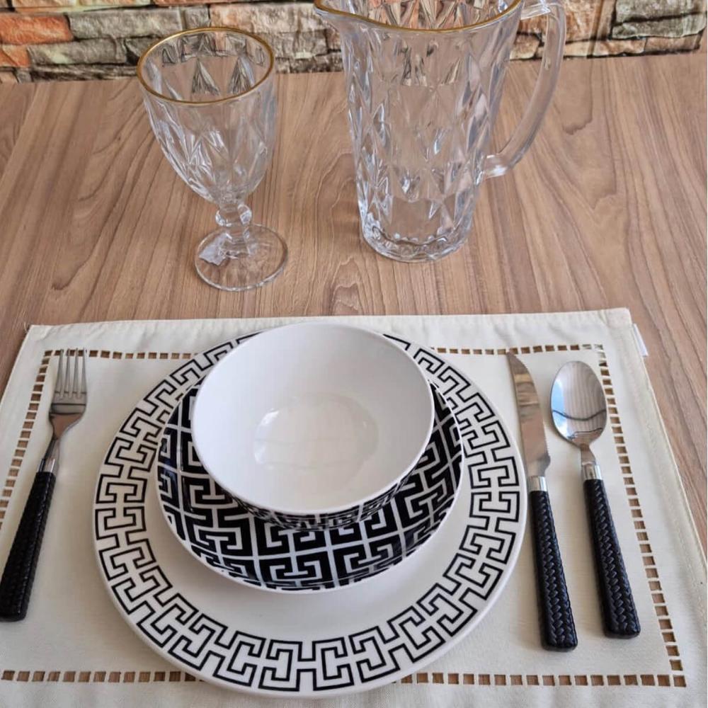 Bowl de Porcelana Lyor 410ml Egypt Preto Decorado Cumbuca Ca